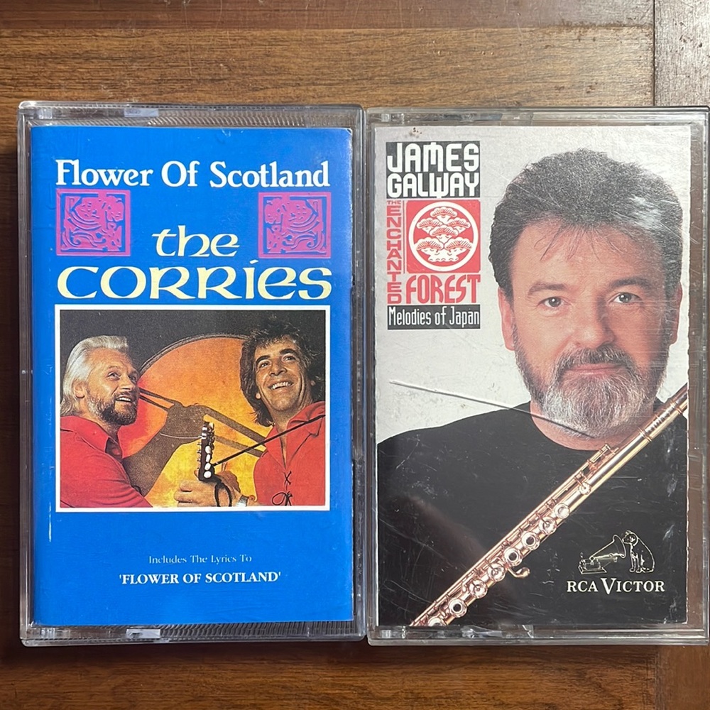 2 vintage cassette tapes. James Galway “Melodies of Japan” and the Corries .